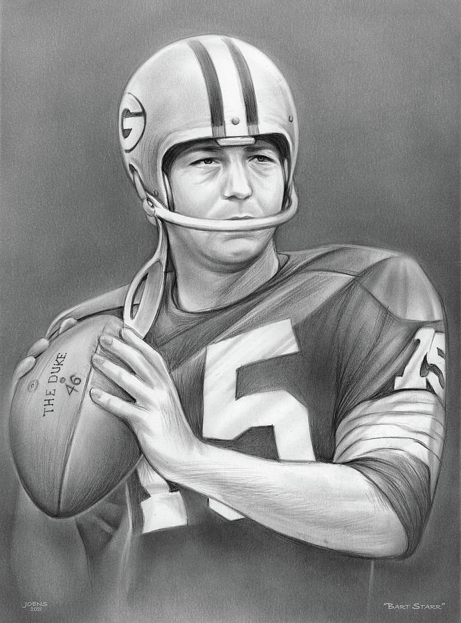 Bart Starr - Pencil Drawing by Greg Joens