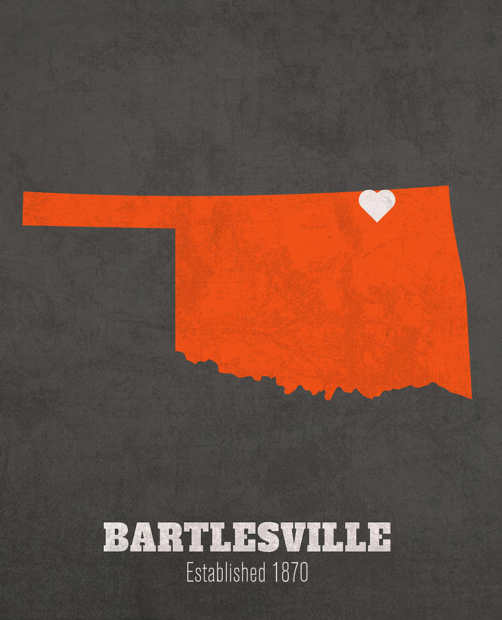 Bartlesville Oklahoma City Map Founded 1870 Oklahoma State University Color Palette Mixed Media 3270