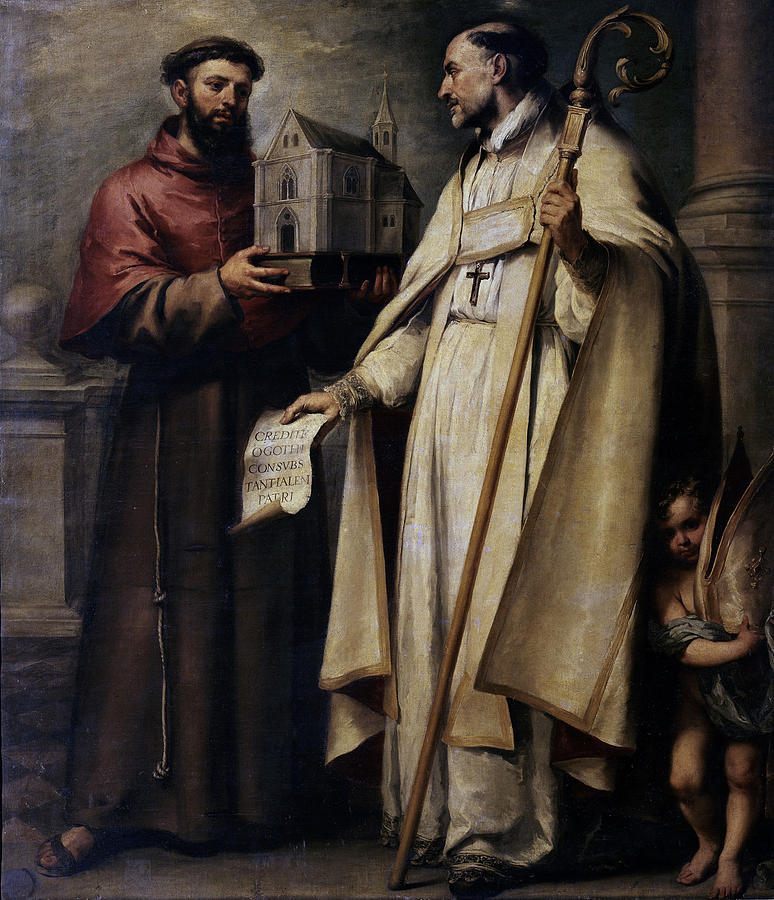 Bartolome Esteban Murillo/ Saint Leander and Saint Bonaventure. SAN BUENAVENTURA. SAN LEANDRO. Painting by Bartolome Esteban Murillo -1611-1682-