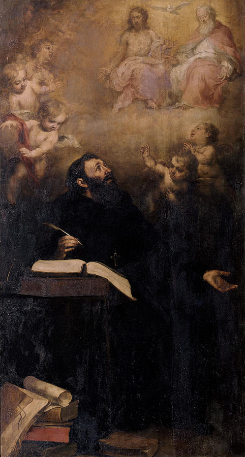 Bartolome Esteban Murillo / St. Augustine and Holy Trinity. SAINT AUGUSTINE. Painting by Bartolome Esteban Murillo -1611-1682-
