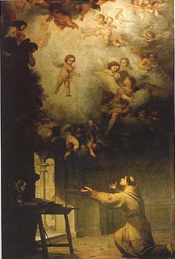 Bartolome Esteban Murillo - The vision of Saint Anthony of Padua Painting by Les Classics