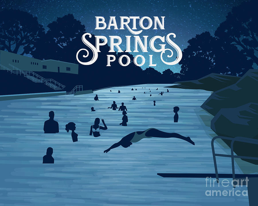 Art Gallery Painting - Barton Springs Pool is known as the crown jewel of Austin, Texas by Dan Herron