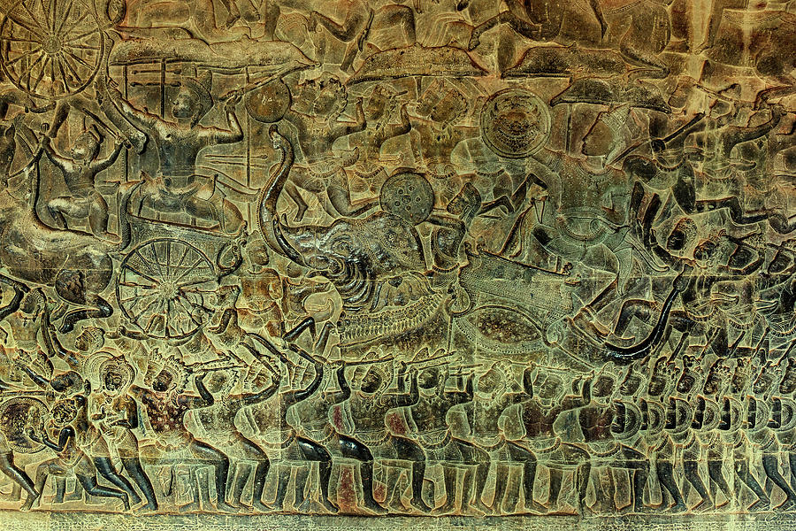 Bas-relief stone carving in Cambodia Relief by Mikhail Kokhanchikov