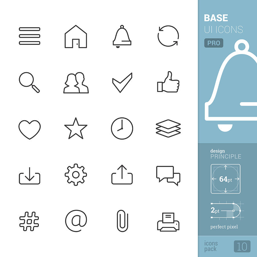 Base UI related vector icons - PRO pack Drawing by Lushik
