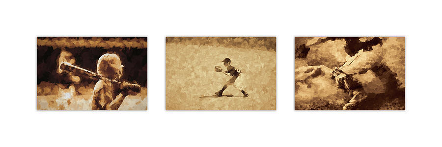 Baseball Abstracts Triptych Photograph