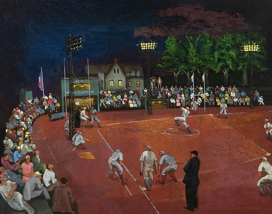 Baseball at Night Painting by Morris Kantor