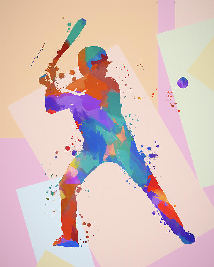 Baseball Batter Color Splash Painting by Dan Sproul