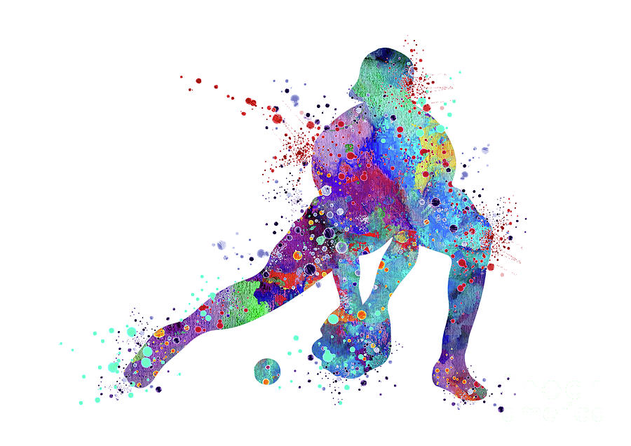 Baseball Catcher Sports Player Watercolor Silhouette Digital Art by ...