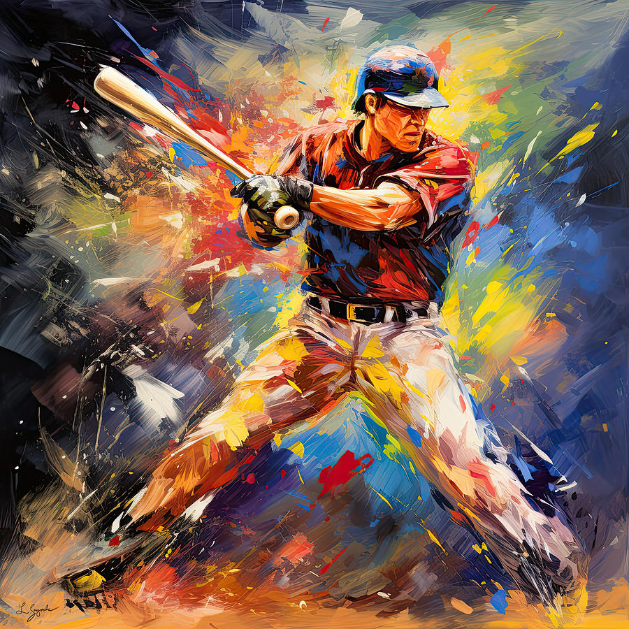Baseball Digital Art - Baseball Colorful Paintings by Lourry Legarde