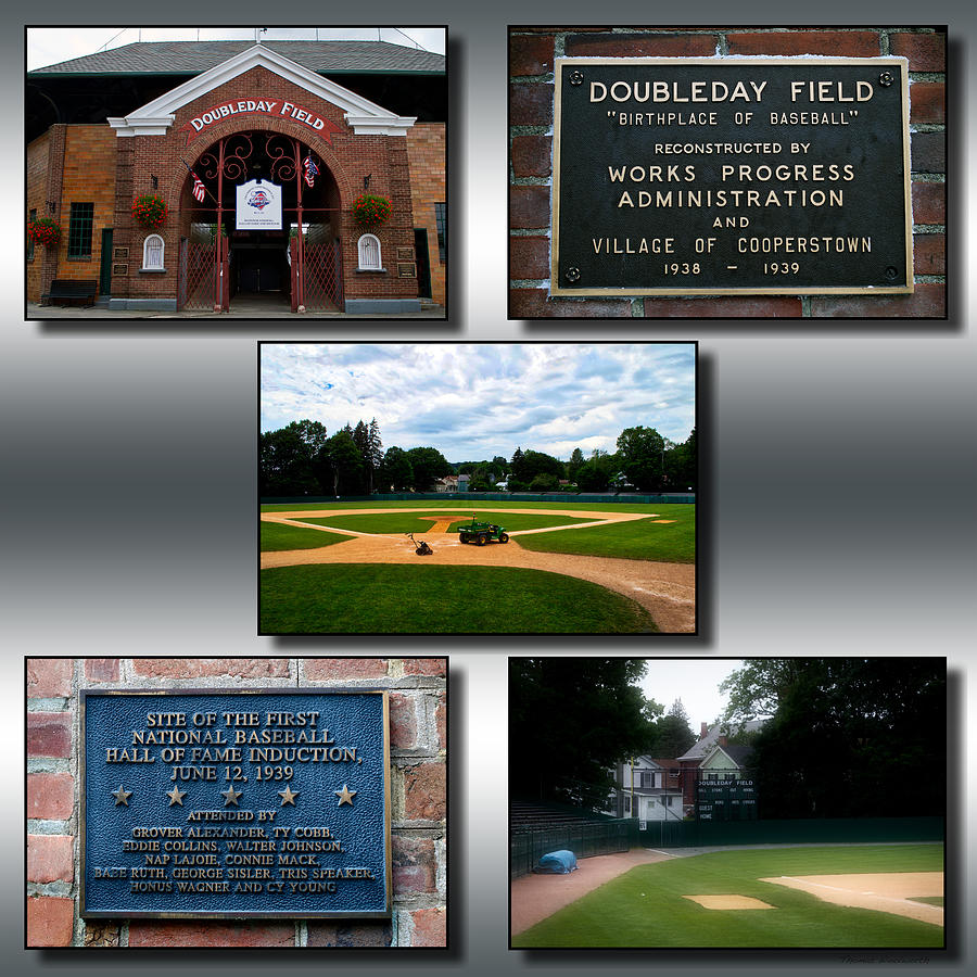 Babe Ruth Photograph - Baseball Doubleday Field CoopersTown NY SQ Collage by Thomas Woolworth