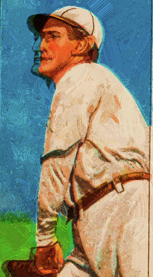 Baseball Painting - Baseball Game Cards of  Piedmont  Hooks Wiltse Pitching Oil Painting by Celestial Images