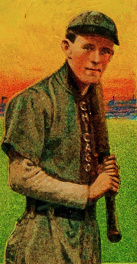 Baseball Game Cards Of Piedmont Johnny Evers With Bat Chicago On Shirt Oil Painting Painting