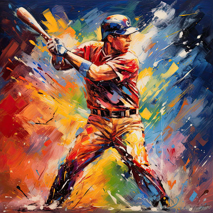 Baseball Digital Art - Baseball Impressionist Art by Lourry Legarde