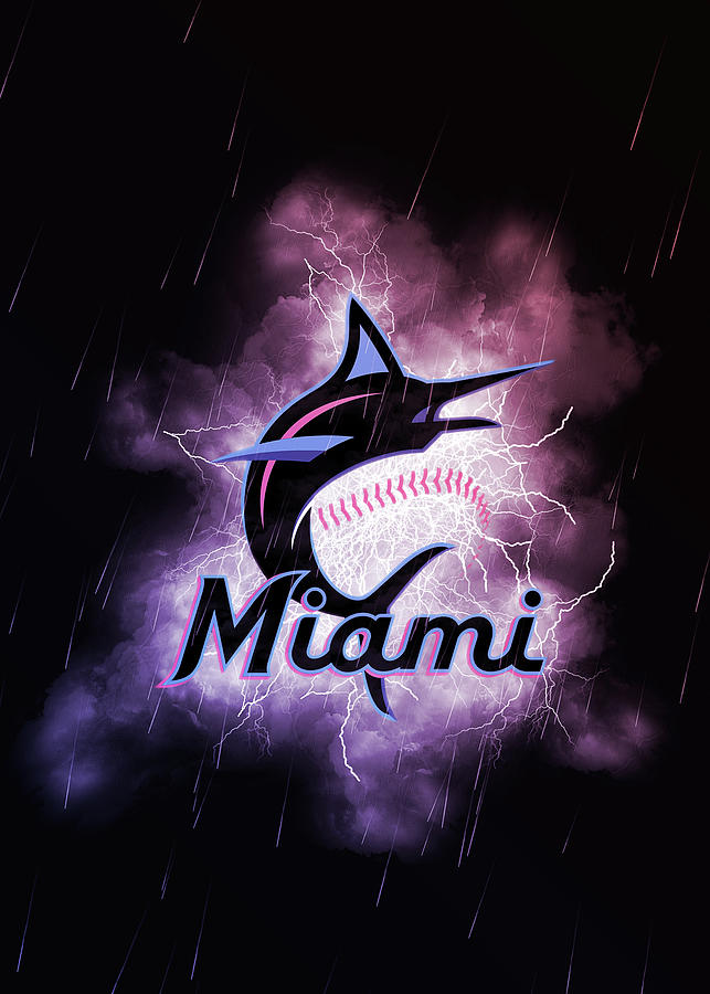 Baseball Red Blue Miami Marlins Drawing by Leith Huber - Fine Art America