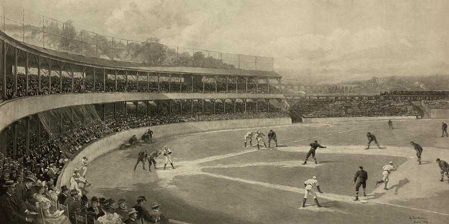 Vintage Drawing - Baseball Match by Vintage Sports