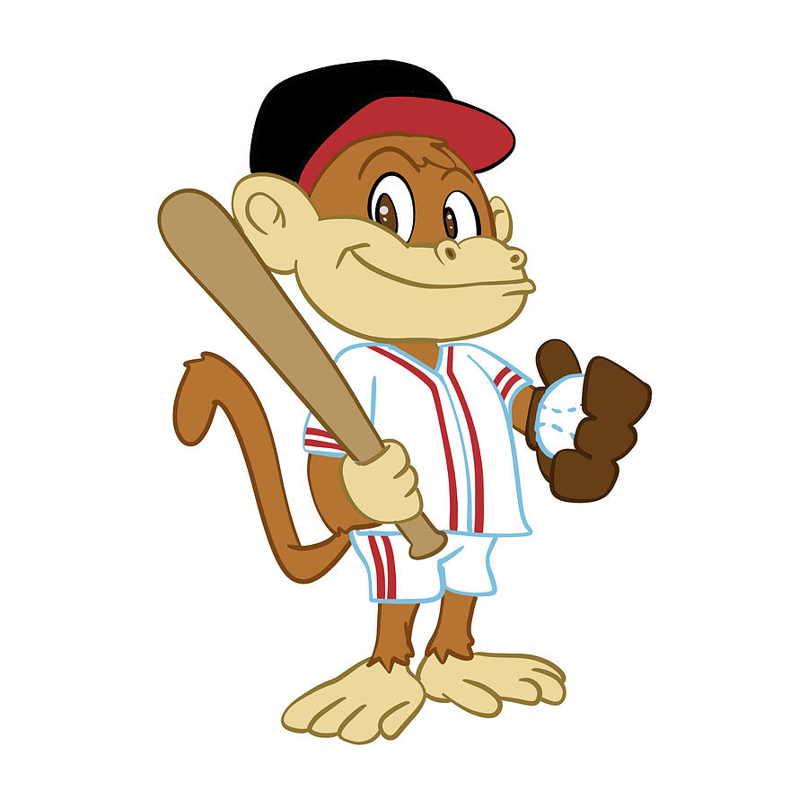 Baseball Monkey Cartoon Drawing by Johnnie Art - Pixels