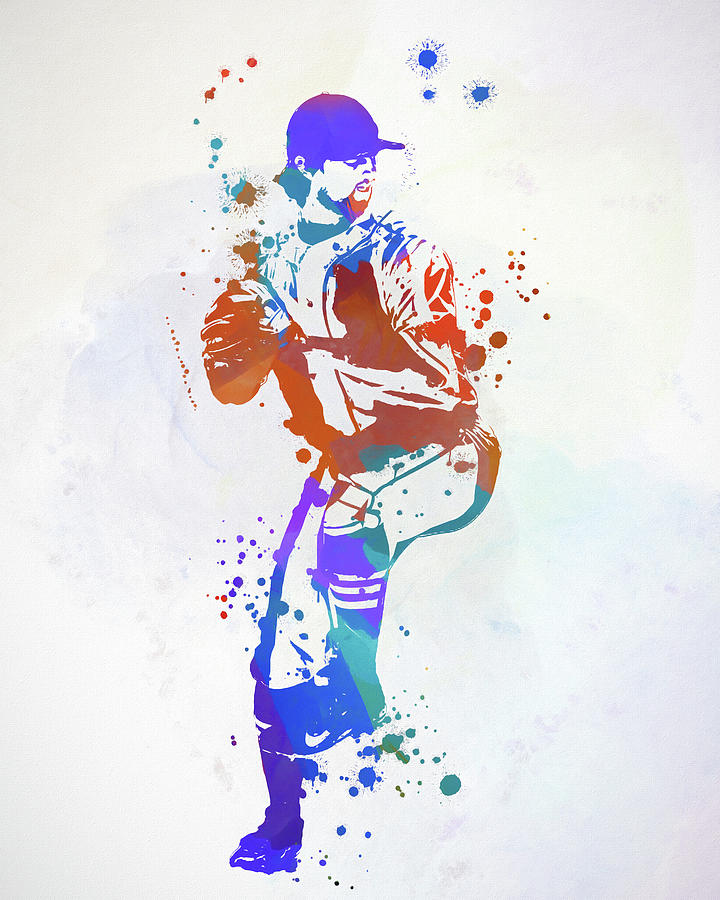 Baseball Pitcher Color Splash Painting by Dan Sproul