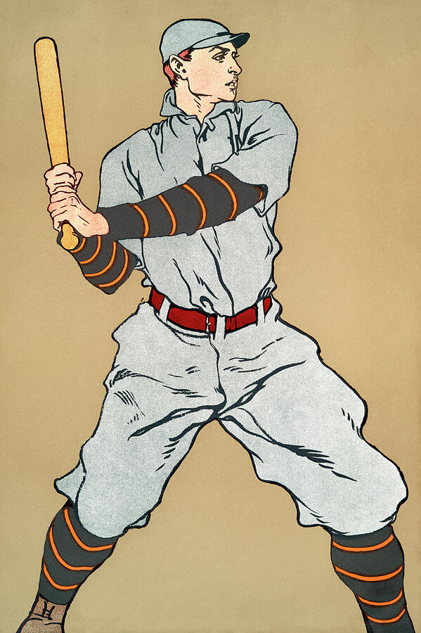 Edward Penfield Drawing - Baseball player holding a bat by Edward Penfield