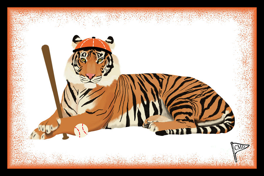 Baseball Digital Art - Baseball Tiger Orange by College Mascot Designs
