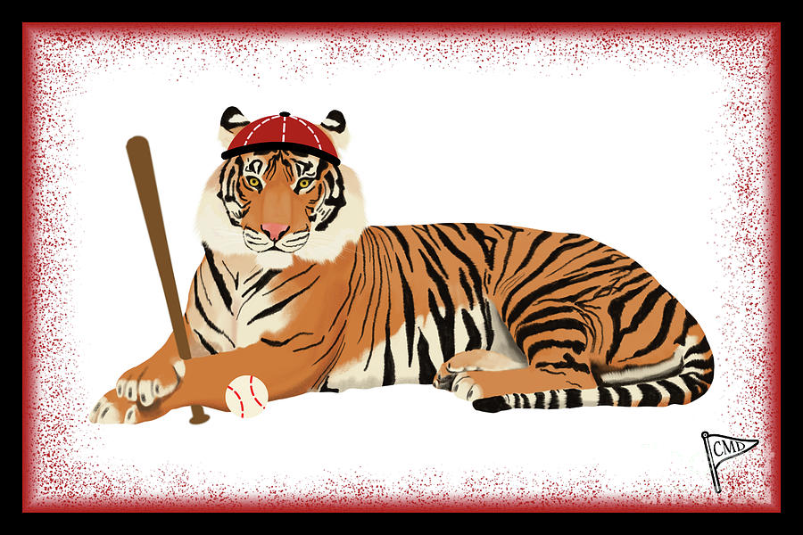 Baseball Digital Art - Baseball Tiger Red by College Mascot Designs