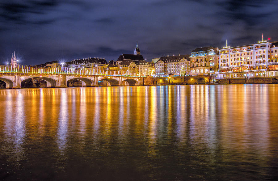 Basel in christmas lights Photograph by Juergen Sack