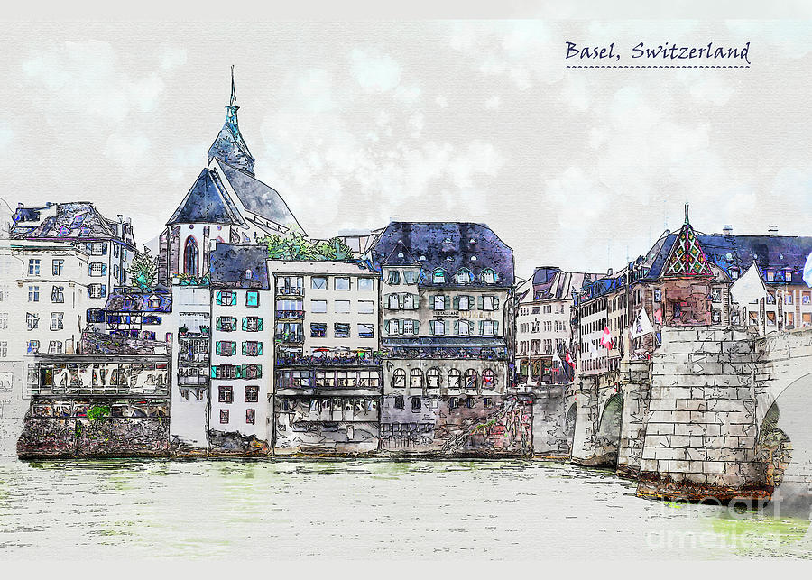 Basel sketch Digital Art by Ariadna De Raadt