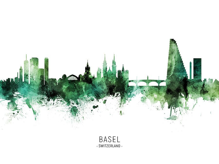 Basel Switzerland Skyline #14 Digital Art by Michael Tompsett