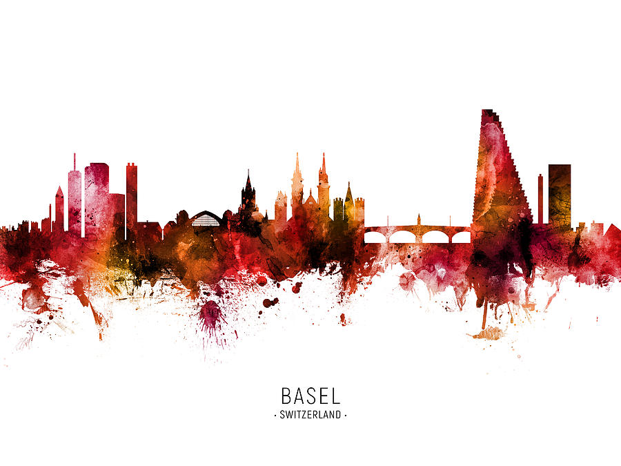 Basel Switzerland Skyline #38 Digital Art by Michael Tompsett