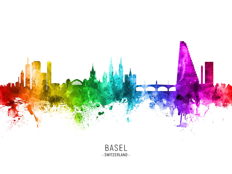 Basel Switzerland Skyline #41 Digital Art by Michael Tompsett