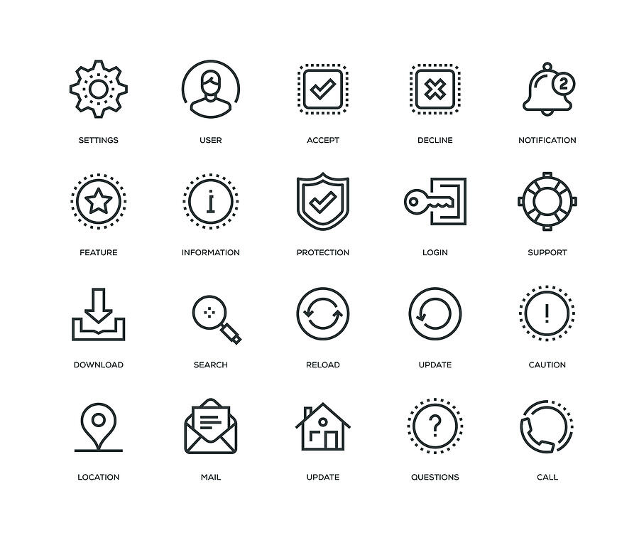 Basic Interface Icons - Line Series Drawing by Enis Aksoy