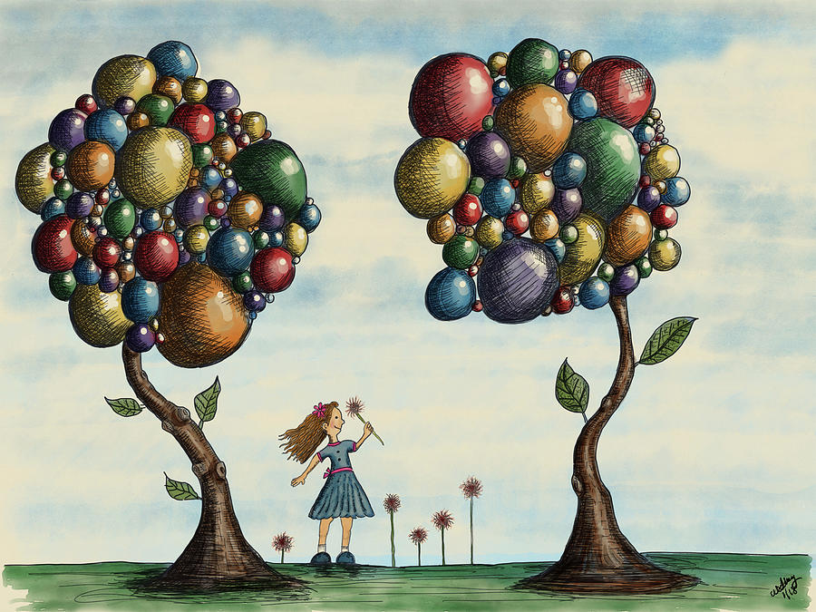Basie and the Gumball Trees Drawing by Christina Wedberg