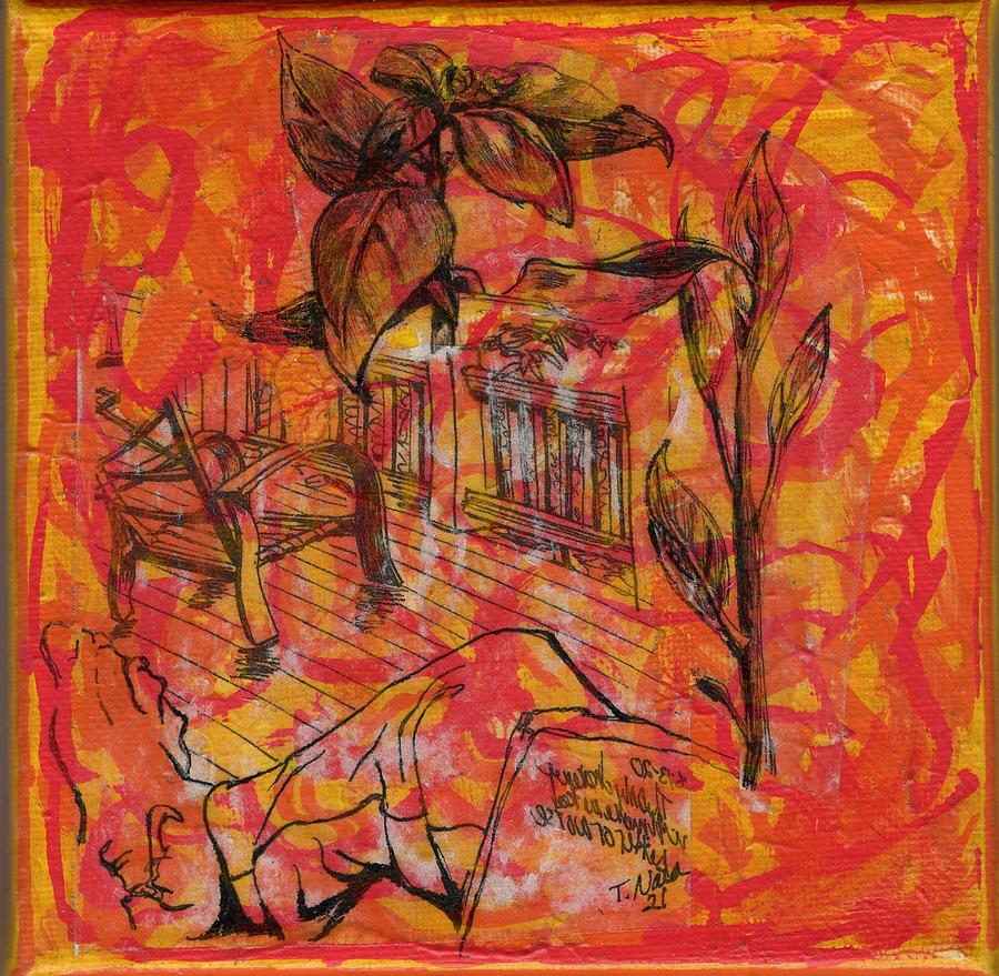Basil Avocado in Orange Painting by Tammy Nara