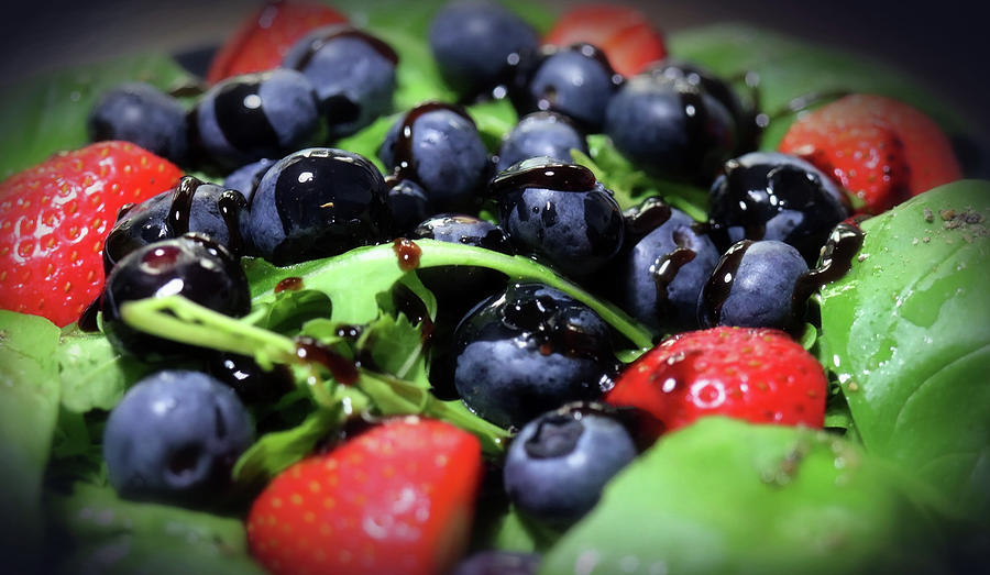 Basil Strawberry Blueberry Arugula Salad Photograph by Johanna Hurmerinta