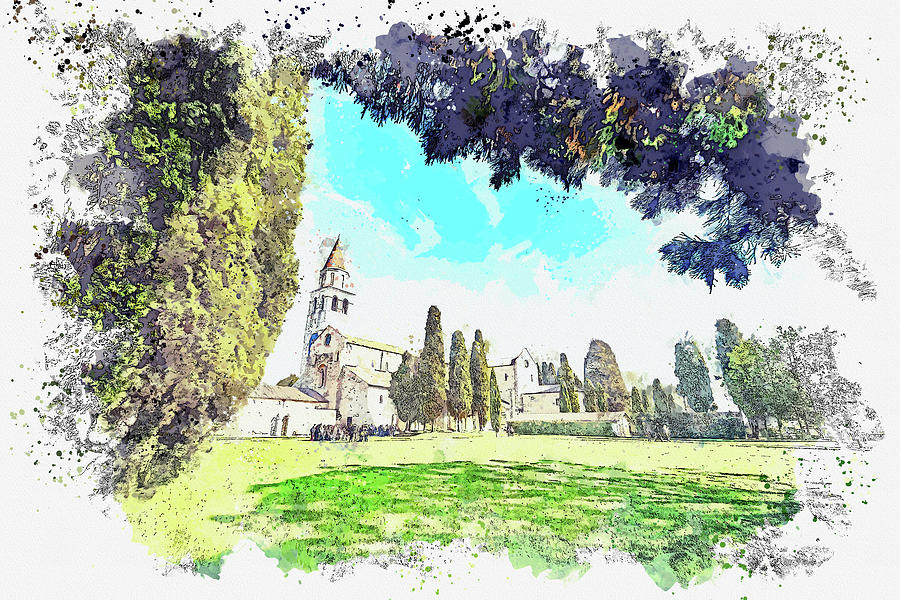 Architecture Painting - Basilica - Aquileia - Friaul - Italia, ca 2021 by Ahmet Asar, Asar Studios by Celestial Images