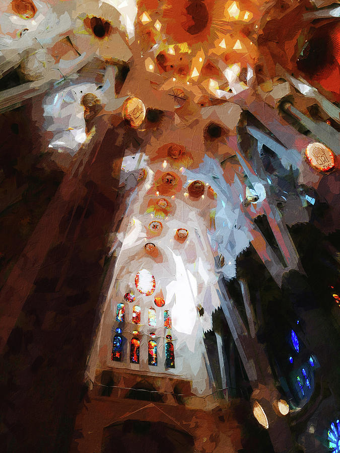 Basilica de la Sagrada Familia - 01 Painting by AM FineArtPrints