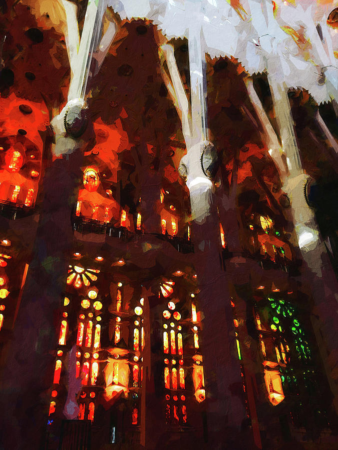 Basilica de la Sagrada Familia - 02 Painting by AM FineArtPrints
