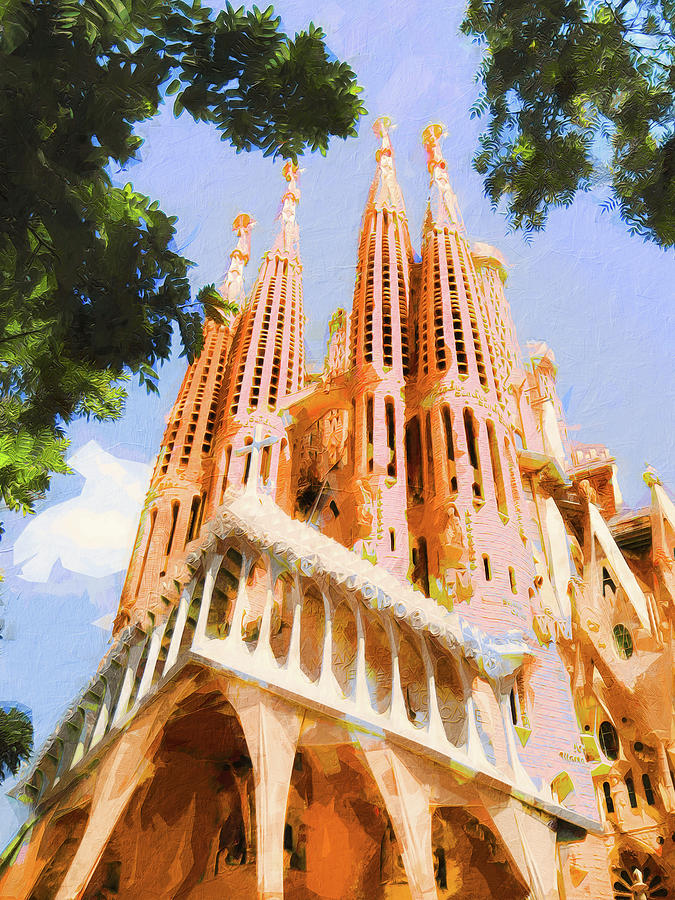 Basilica de la Sagrada Familia - 03 Painting by AM FineArtPrints