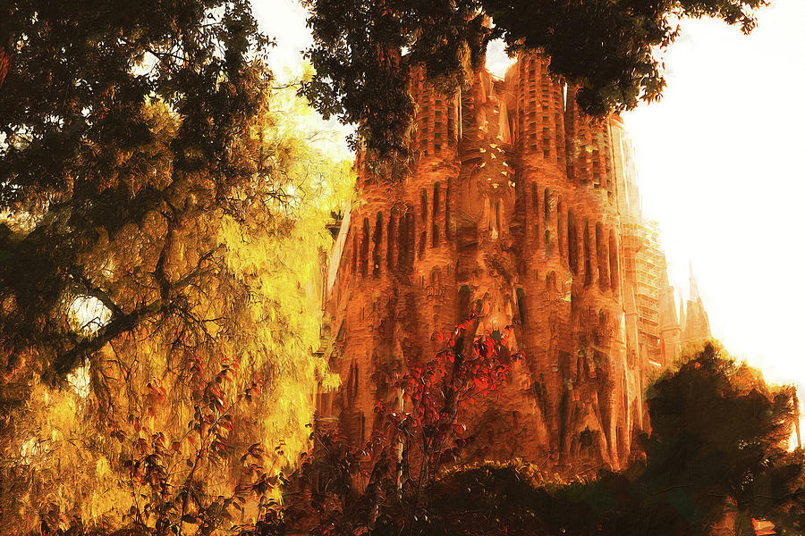 Basilica de la Sagrada Familia - 04 Painting by AM FineArtPrints