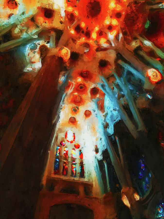 Basilica de la Sagrada Familia - 07 Painting by AM FineArtPrints