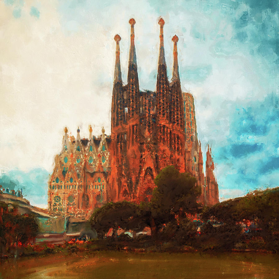 Basilica de la Sagrada Familia - 08 Painting by AM FineArtPrints