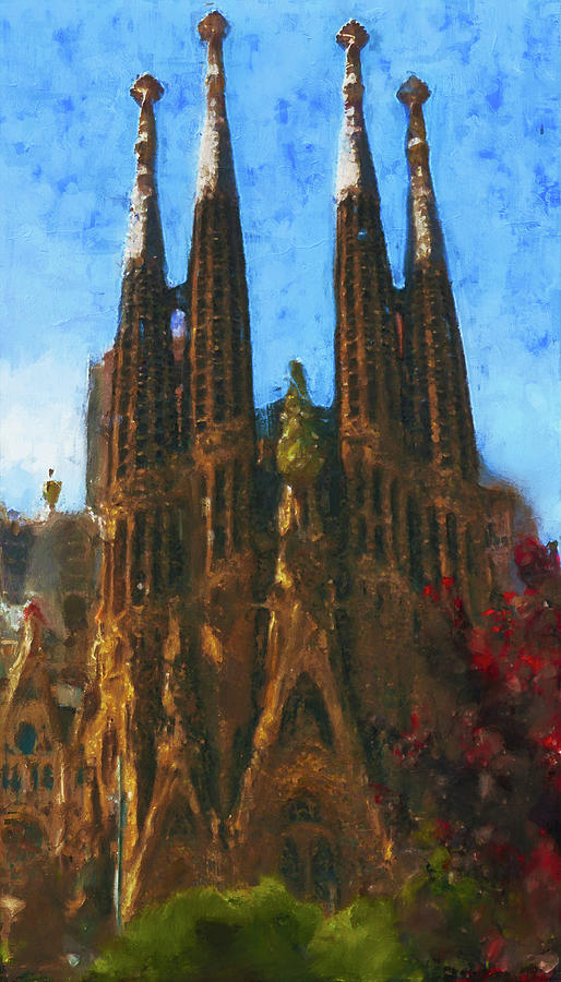 Basilica de la Sagrada Familia - 09 Painting by AM FineArtPrints