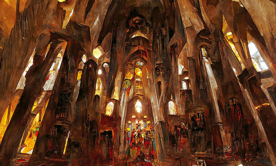 Basilica de la Sagrada Familia - 10 Painting by AM FineArtPrints