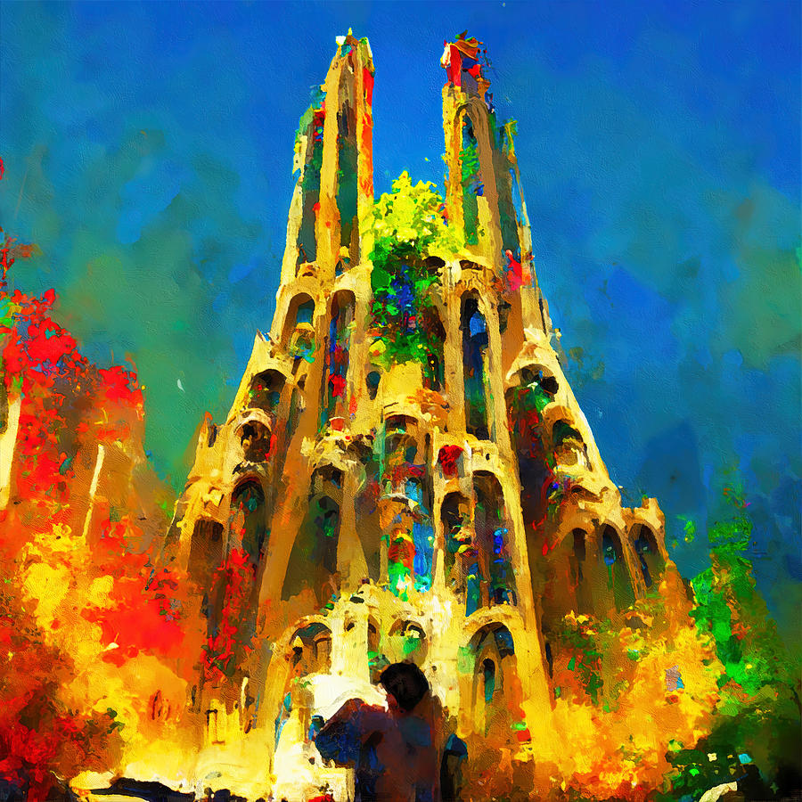 Basilica de la Sagrada Familia - 11 Painting by AM FineArtPrints
