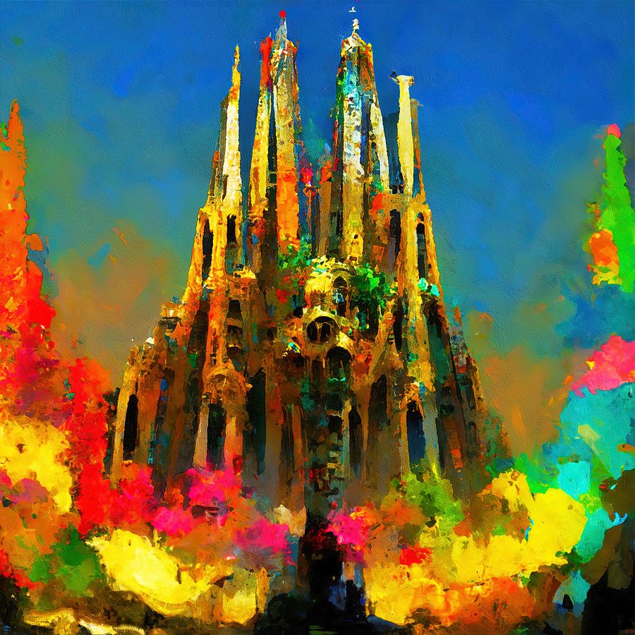 Basilica de la Sagrada Familia - 12 Painting by AM FineArtPrints