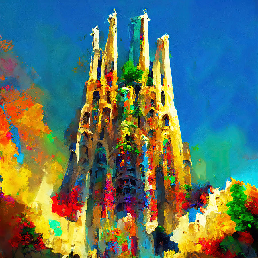 Basilica de la Sagrada Familia - 13 Painting by AM FineArtPrints