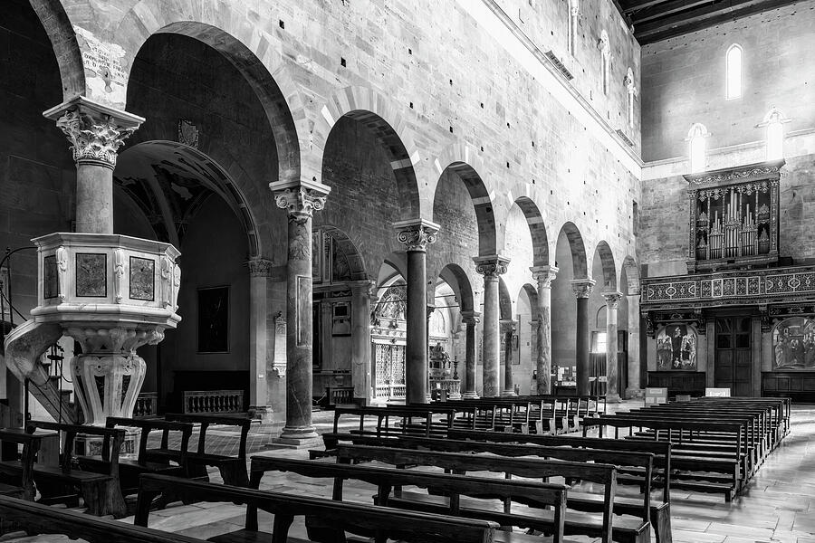 Romanesque Photograph - Basilica of San Frediano BW 2 Lucca Italy by Joan Carroll