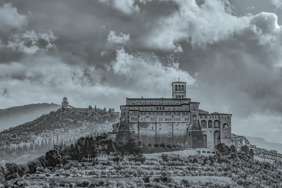 Basilica of St. Francis of Assisi, Black and White Photograph by Marcy Wielfaert