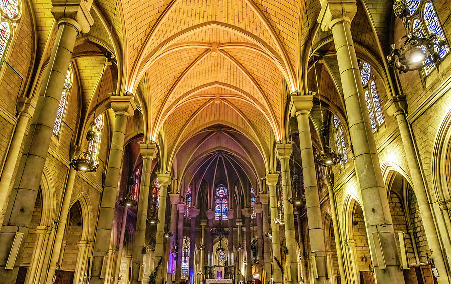 Basilica Stained Glass Altar Notre Dame Church Nice France Photograph ...