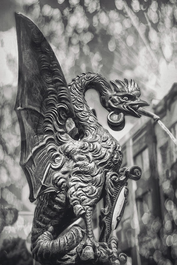 Basilisk Fountain Basel Switzerland Black and White Photograph by Carol Japp Basilisk Fountain Basel Switzerland Black and White Photograph by Carol Japp