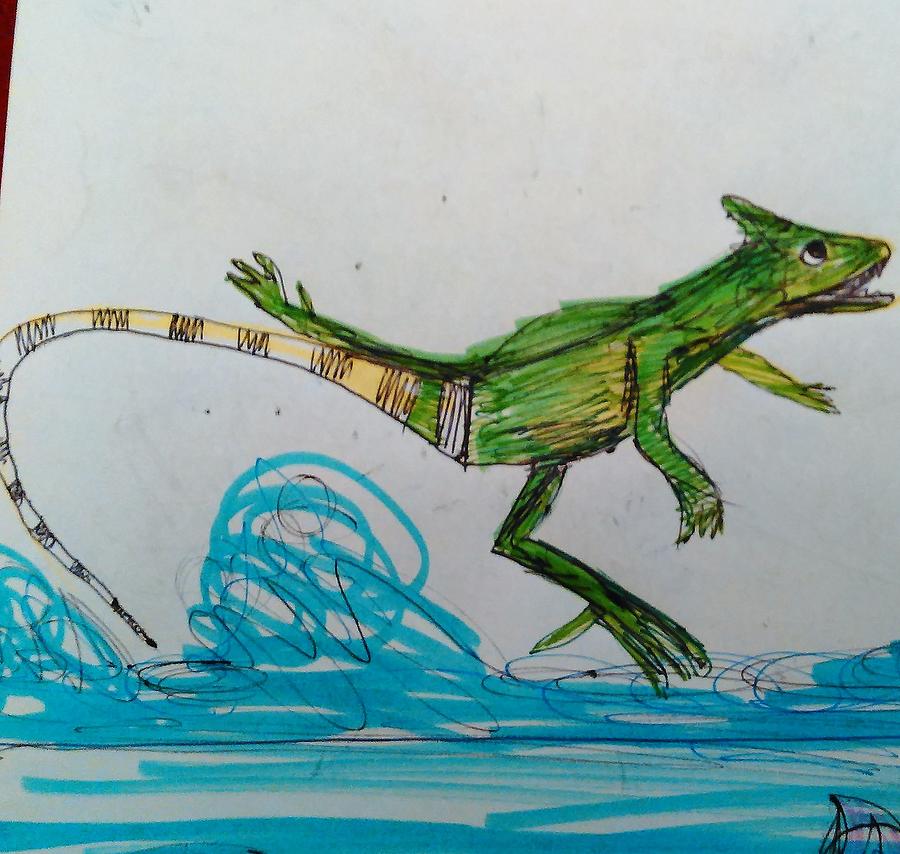 Basilisk Lizard Drawing by Andrew Blitman